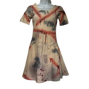 Dolls Kill Creepy Schoolgirl Bloody Scar Nude Zombie Horror Dress Size XS